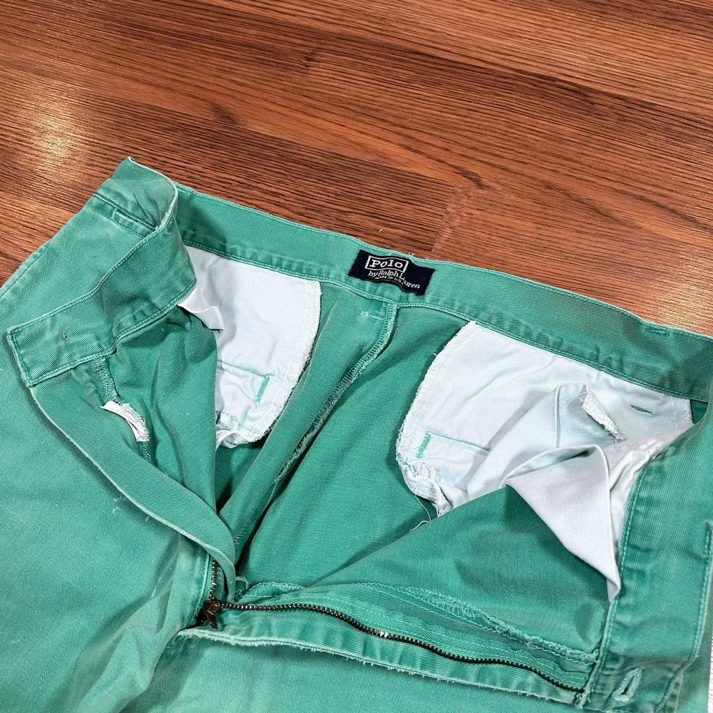 Vintage Polo Ralph Lauren Classic Chino Pants 30x32 Aqua Seafoam Green Stained - Picture 4 of 13